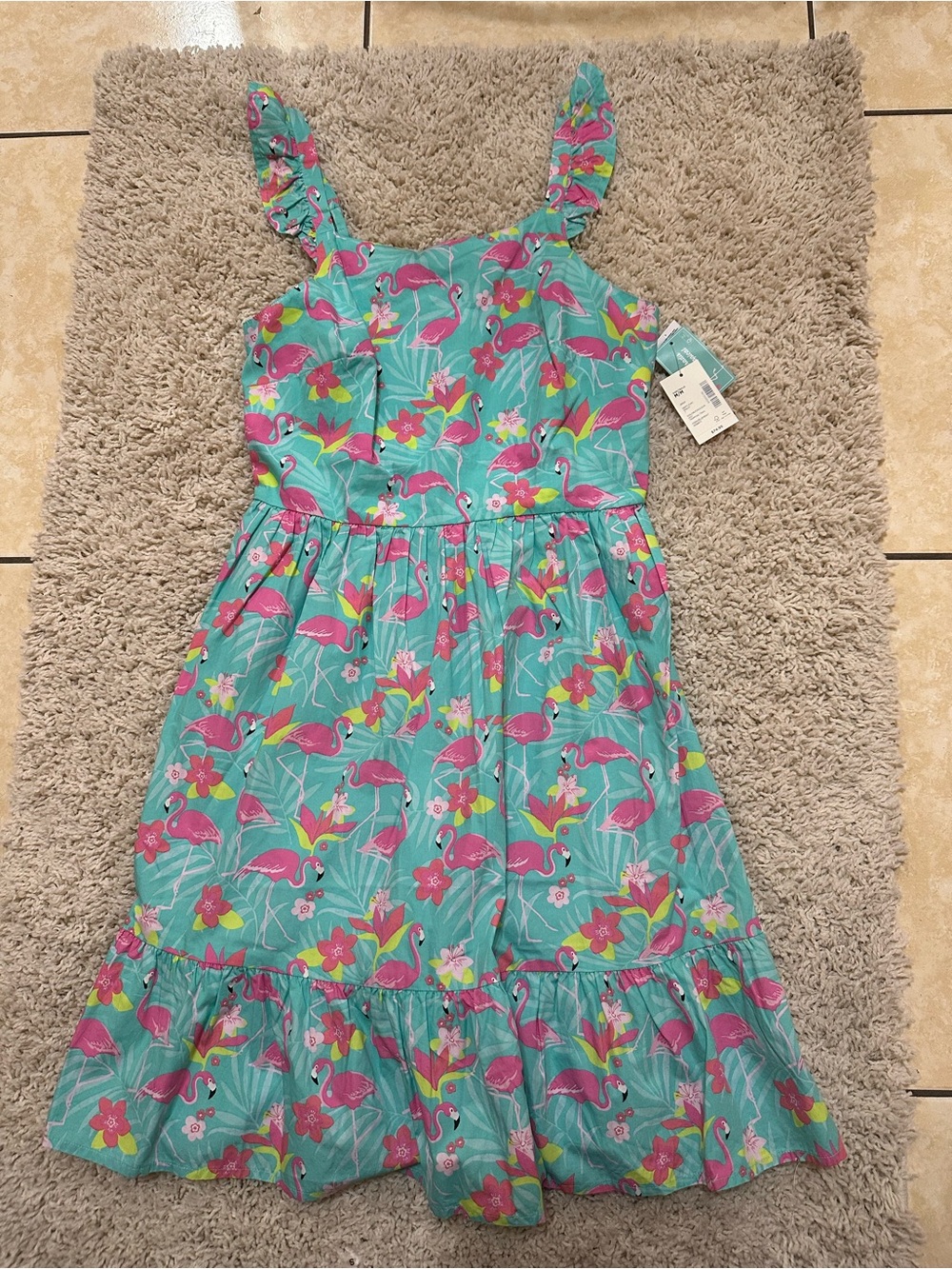 Women’s Flamingo Print Aqua Sundress
